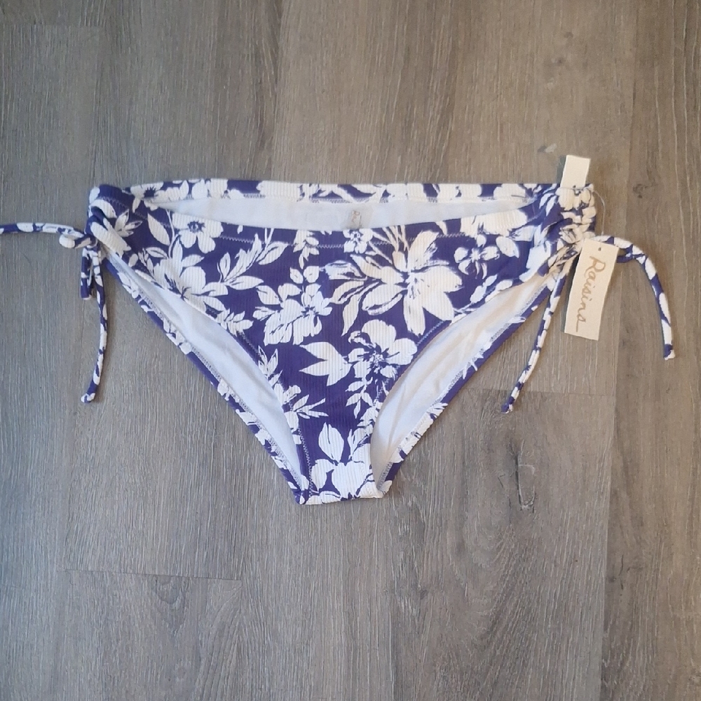 Raisins Blue and White Floral Bikini Bottom Size XL